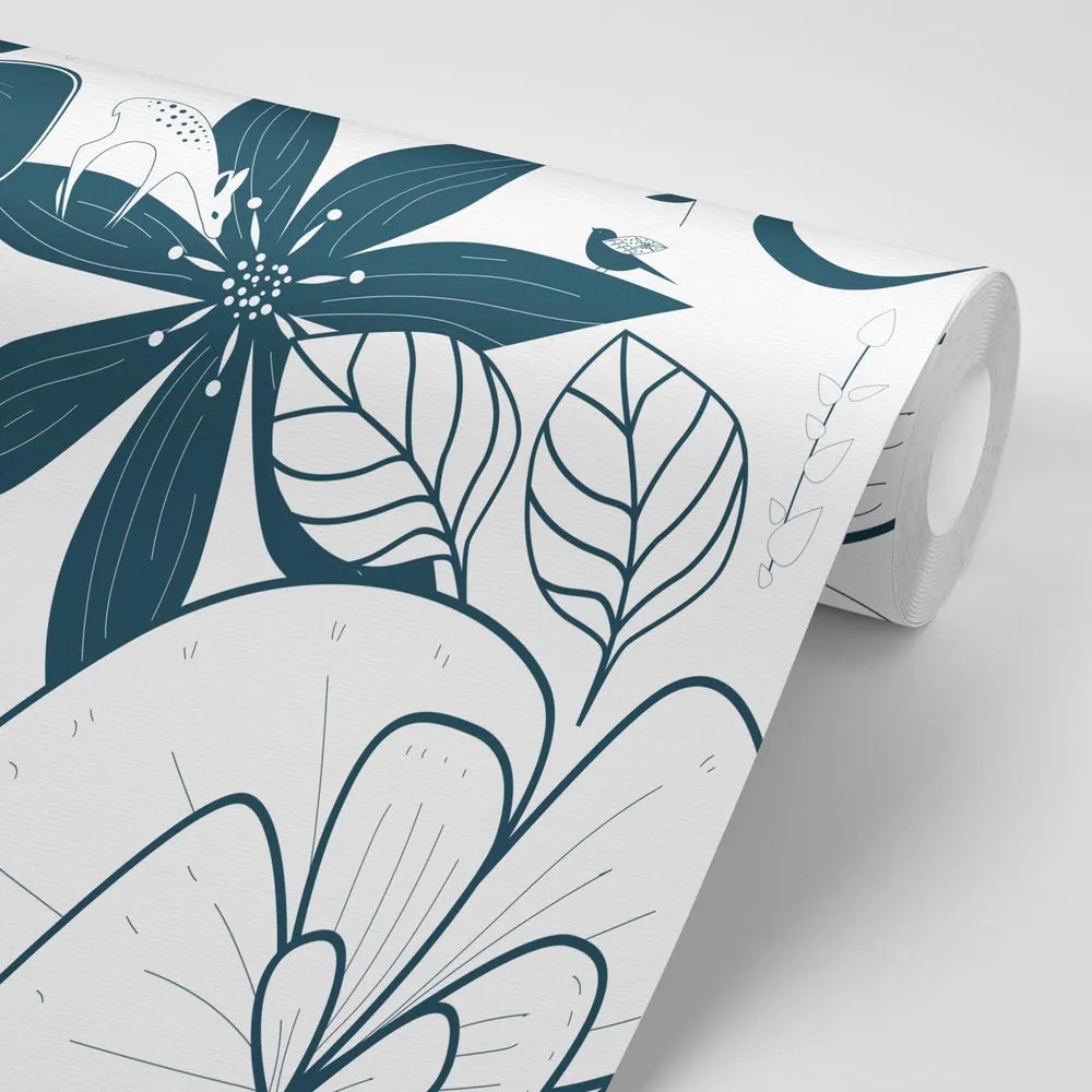 Carta da parati – Animali intorno ai fiori