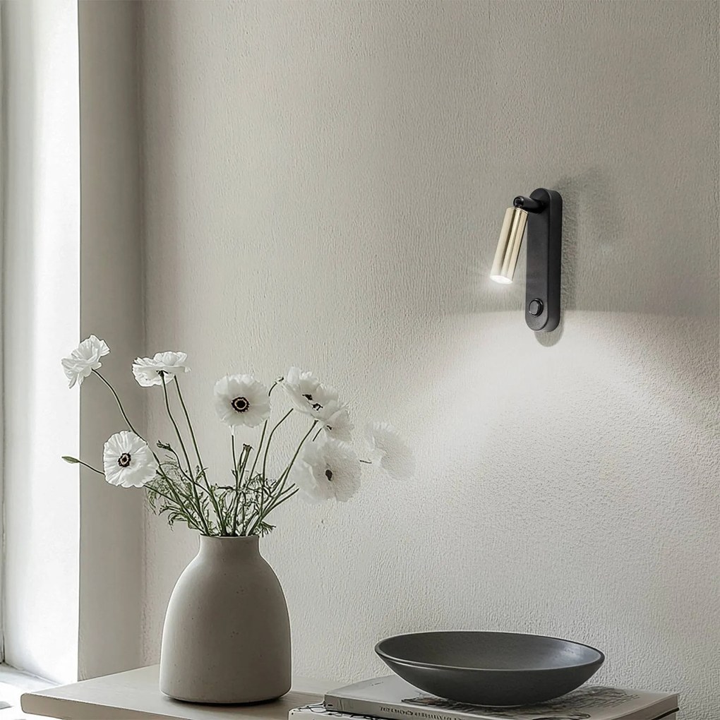 Applique da parete Enzo Long TK Lighting, Nero, Soggiorno / Sala da pranzo, Metallo, Moderno, Applique