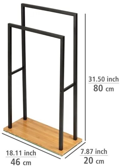 WENKO 24752100 - Porta asciugamani BAMBUSA 46x80 cm nero/marrone
