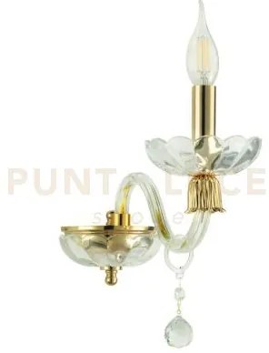 Applique roxanne 1 luce attacco e14 l.12cm  h.22cm cristallo e oro