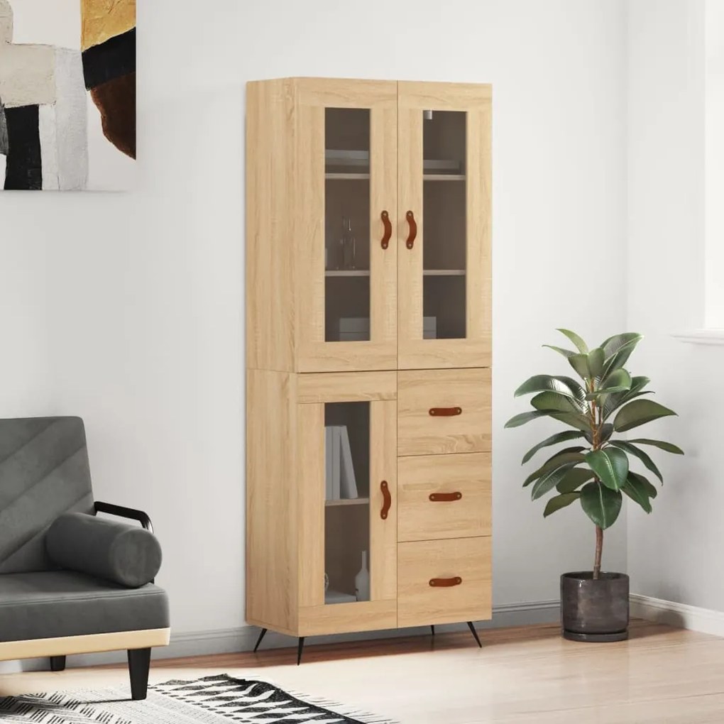 Credenza Rovere Sonoma 69,5x34x180 Cm İn Legno Multistrato /