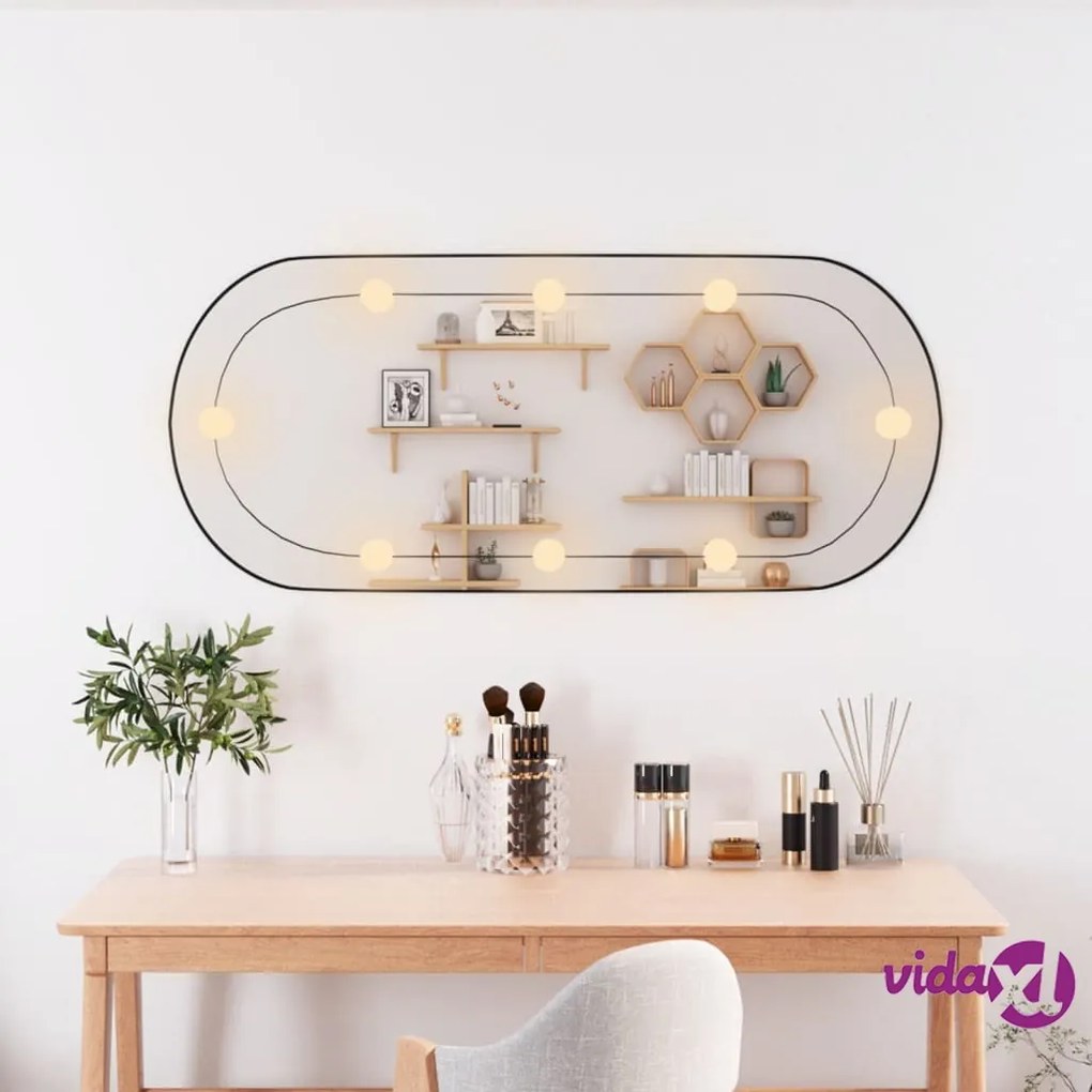vidaXL Specchio da Parete con Luci LED 40x90 cm Vetro Ovale