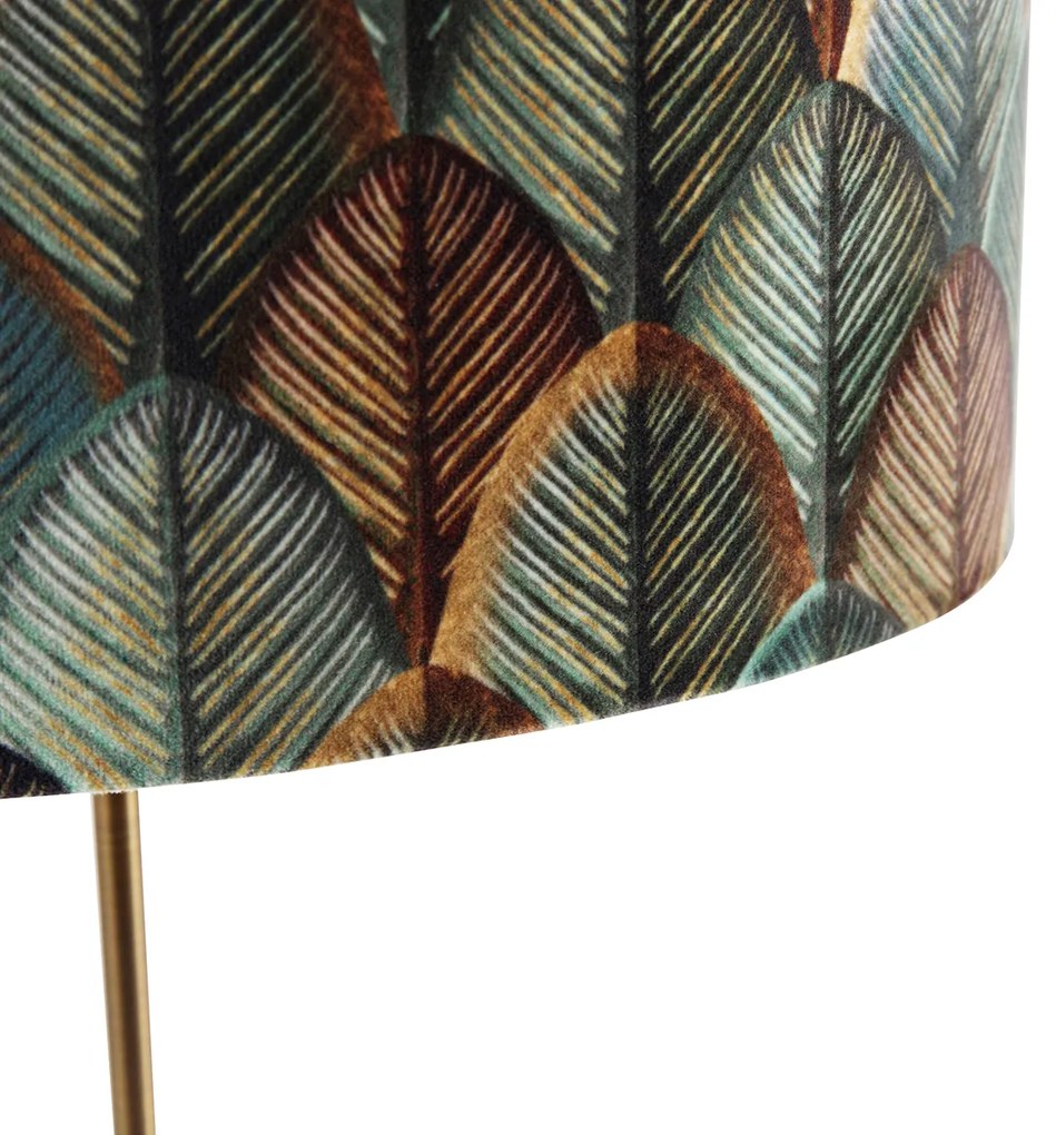 Tafellamp brons met ovale velours kap blad design 35cm - Parte