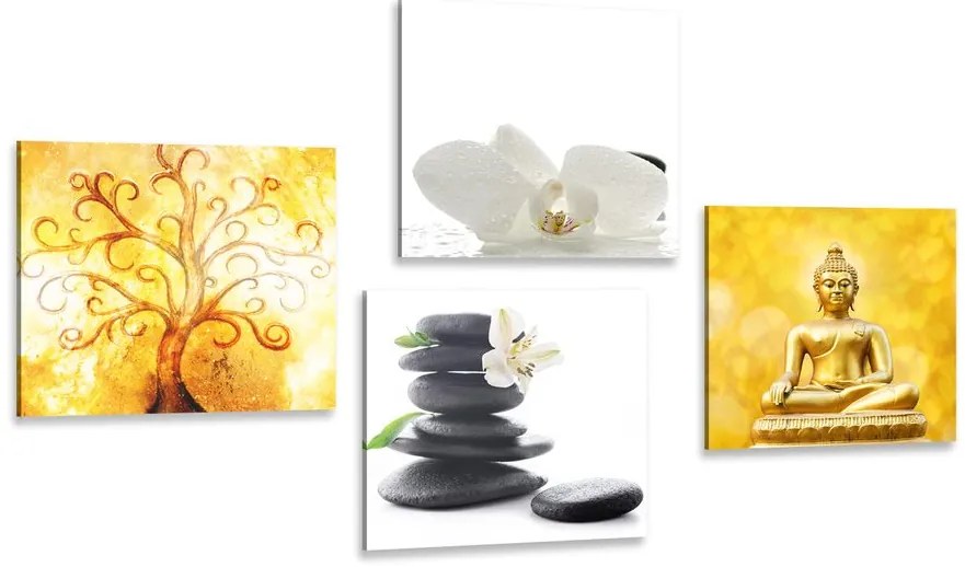 Set di quadri – Feng Shui in bianco e giallo