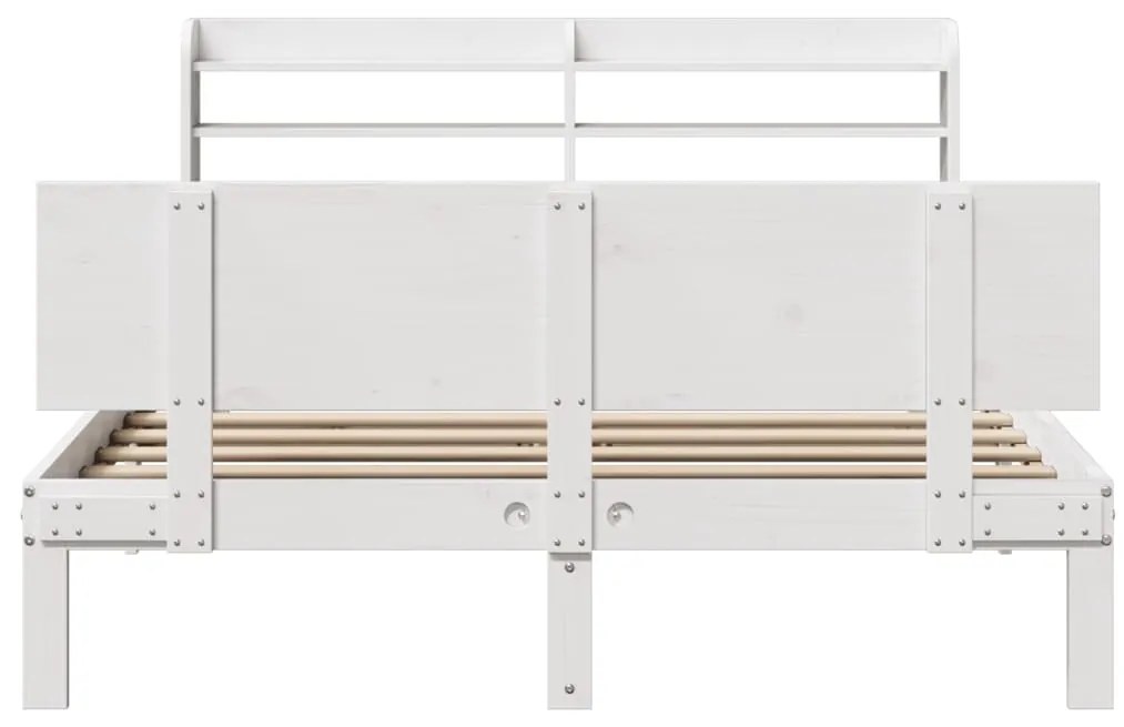 Giroletto con testiera bianco 120x190 cm legno massello di pino