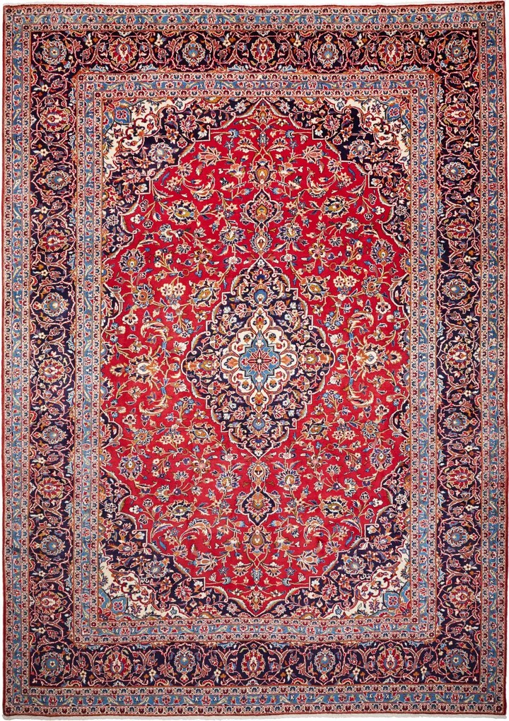 Kashan Tappeto 360x250 Rosso (Iran) Annodato A Mano