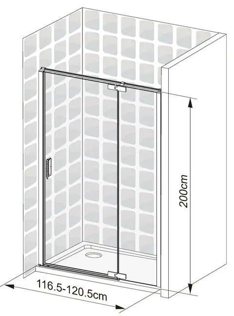 Porta doccia girevole Neo L 120 x H 200cm, Sp. 5 mm in vetro profilo cromo