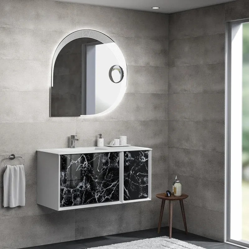 Mobile sottolavabo e lavabo Bellagio per vasca a sinistra bianco/gres nero L 105 x H 51 x P 46 cm 3 cassetti