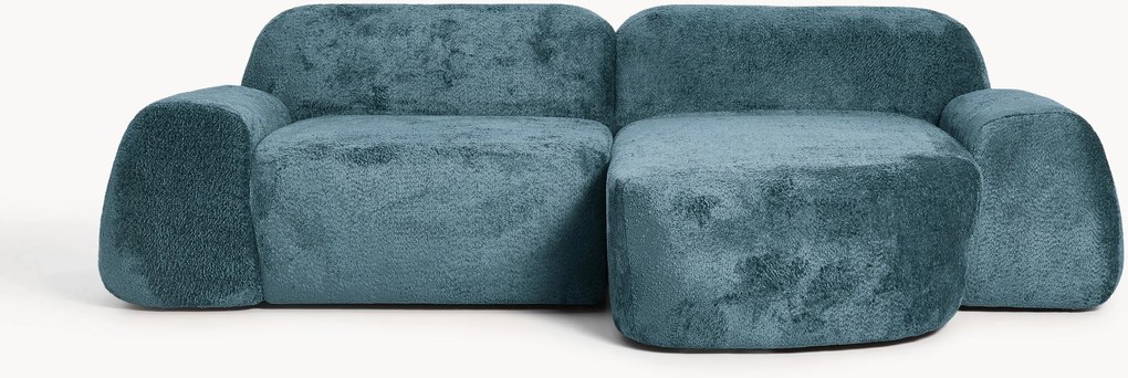 Divano angolare componibile 3 posti in teddy bouclé Wolke