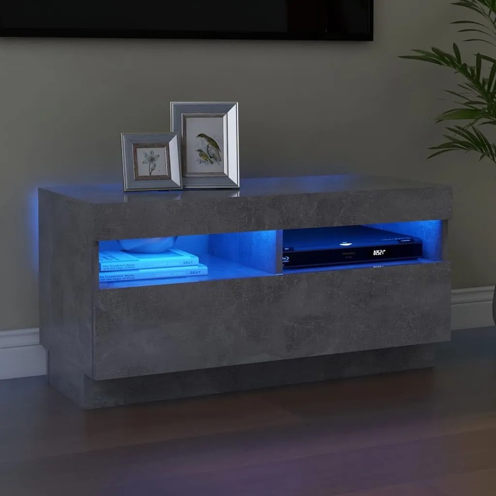 Mobile Porta Tv Con Luci Led Grigio Cemento 80x35x40 Cm /