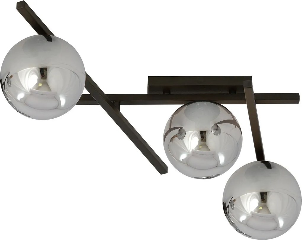 Lampadario da Soffitto in Acciaio e Vetro SMART 3 Nero 3xE14