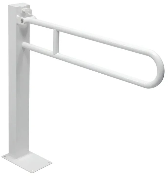Barra di sostegno ribaltabile a colonna per disabili 85 cm in acciaio bianco con porta rotolo