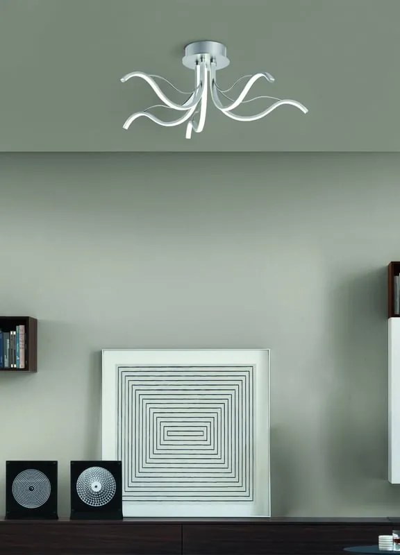 Plafoniera LED Ares Ø 70 cm argento IP20 bianco naturale NOVECENTO