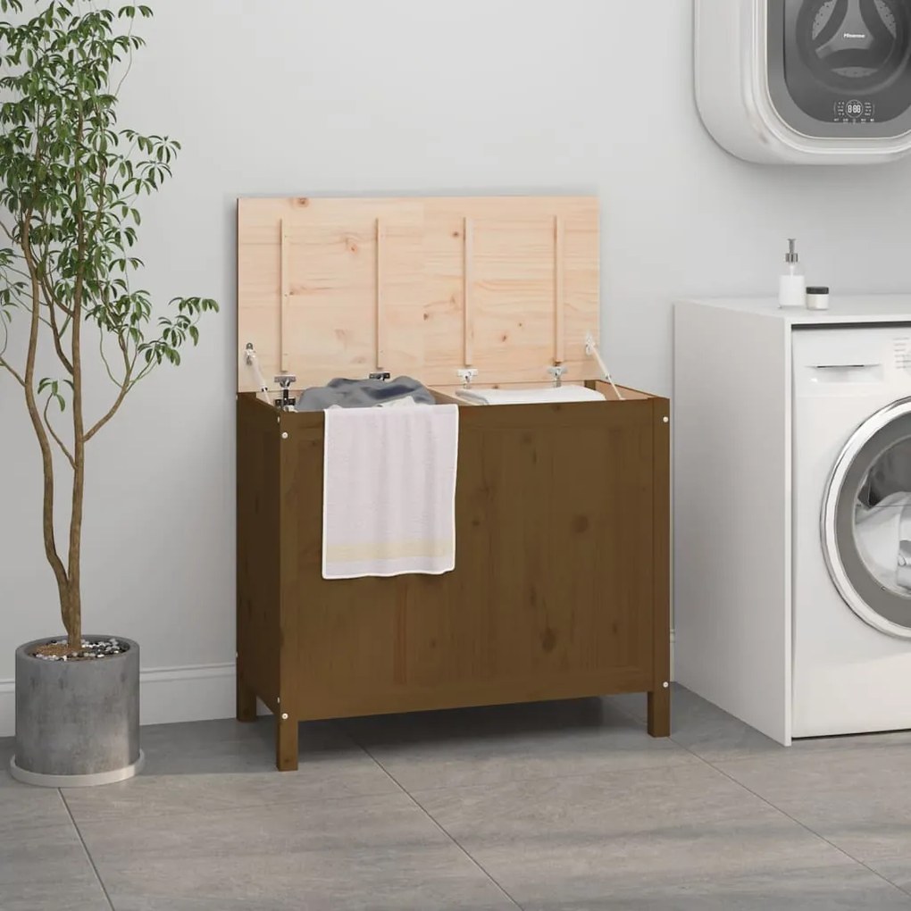 Contenitore Per Bucato Ambra 88,5x44x76 Cm Legno Massello Pino /