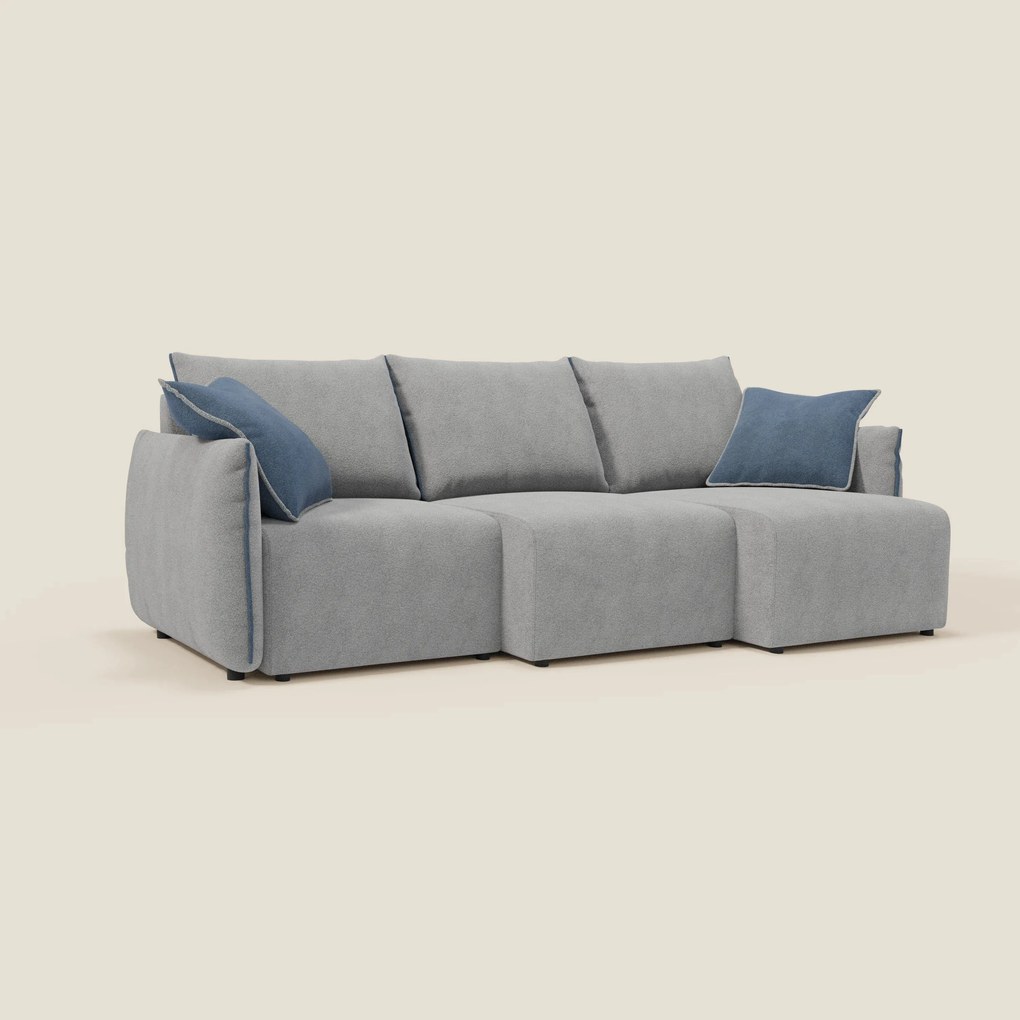 Flexar divano con 3 sedute allungabili schienale in piuma d'oca in bouclé impermeabile T07 grigio - blu