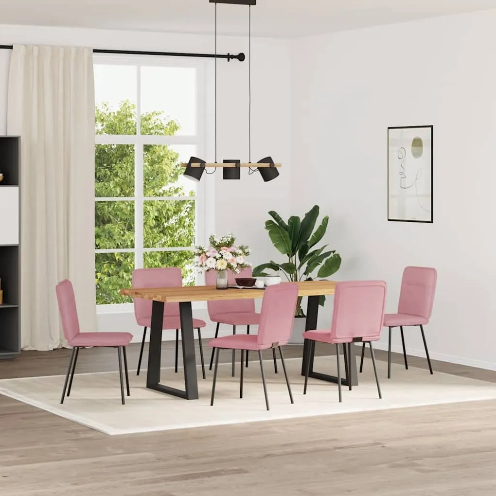 Sedie Da Pranzo 6 Pz Rosa İn Velluto /