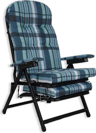 Poltrona sdraio metallo - prolunga con cuscino imbottito MARY Blu scozzese