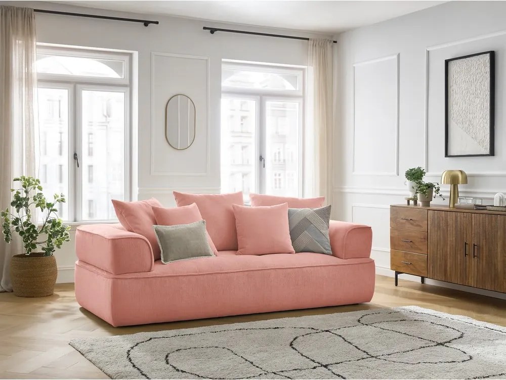 Divano rosa con rivestimento in ciniglia 237 cm Whesley – Bobochic Paris