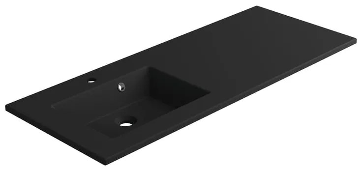 Lavabo a incasso rettangolare vasca a sinistra Neo L 121 x H 11.2 x P 48.5 cm in composito minerale di resina gelificata nero opaco