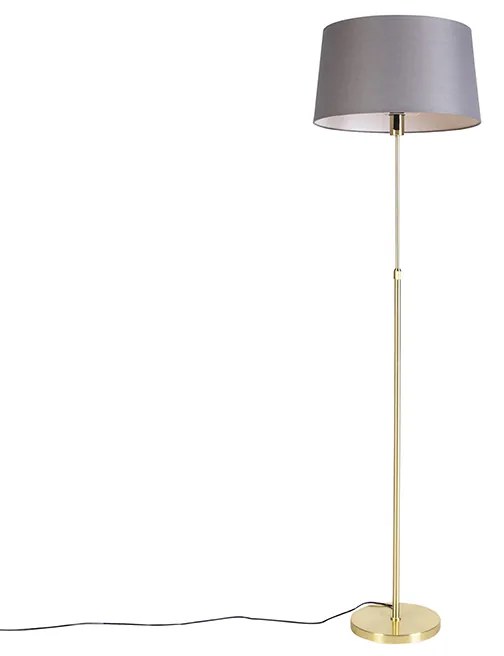 Lampada da terra oro/ottone con paralume in lino grigio 45 cm - Parte