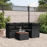 Set Divani da Giardino 5 pz con Cuscini in Polyrattan Nero 3255950