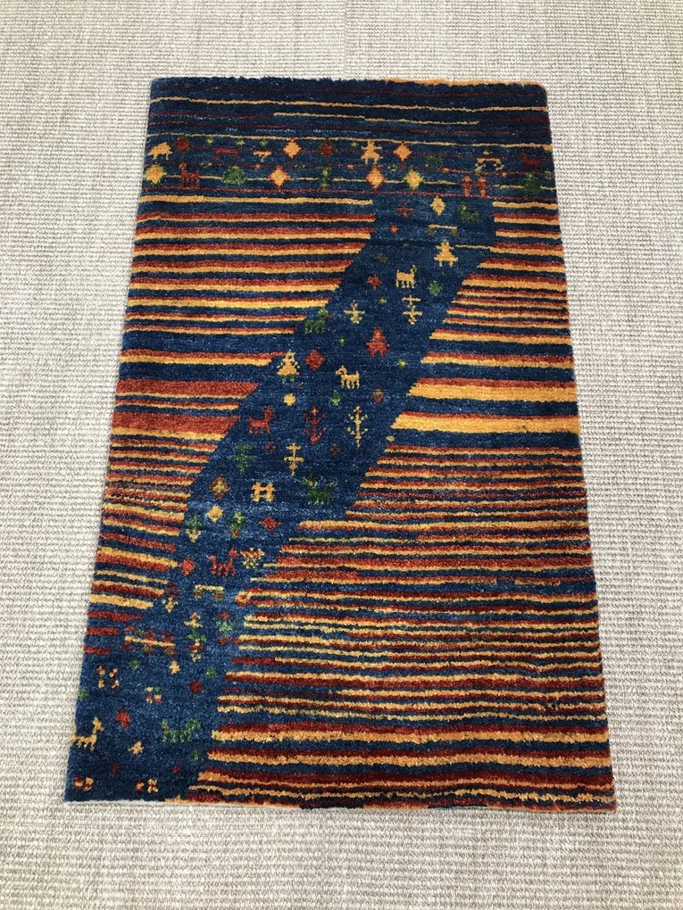 Gabbeh Tappeto persiano 100 x 60 Blu (Iran) Annodato A Mano