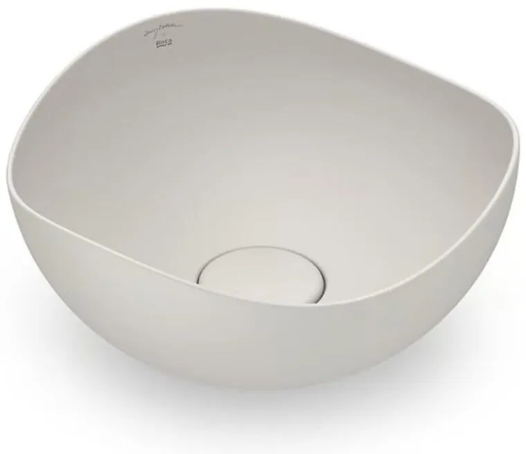 Lavabo da appoggio Ohtake ROCA irregolare in porcellana L 38 x H 17.5 x P 38 cm beige