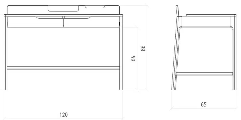Tavolo da lavoro in rovere 65x120 cm Twig - The Beds