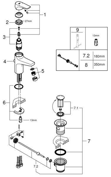 GROHE 23809000 - START FLOW Miscelatore lavabo DN 15, cromo lucido