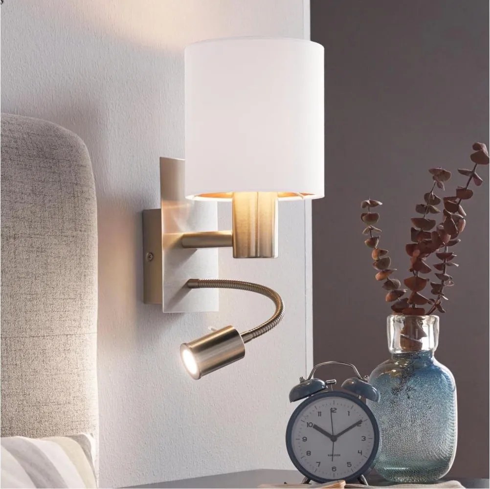 Eglo 96484 - Lampada LED flessibile PASTERI 1xE27/40W+LED/3,8W bianca