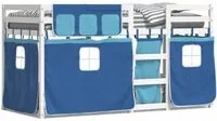 Letto a Castello con Tende Blu 75x190 cm Massello Pino 3283914