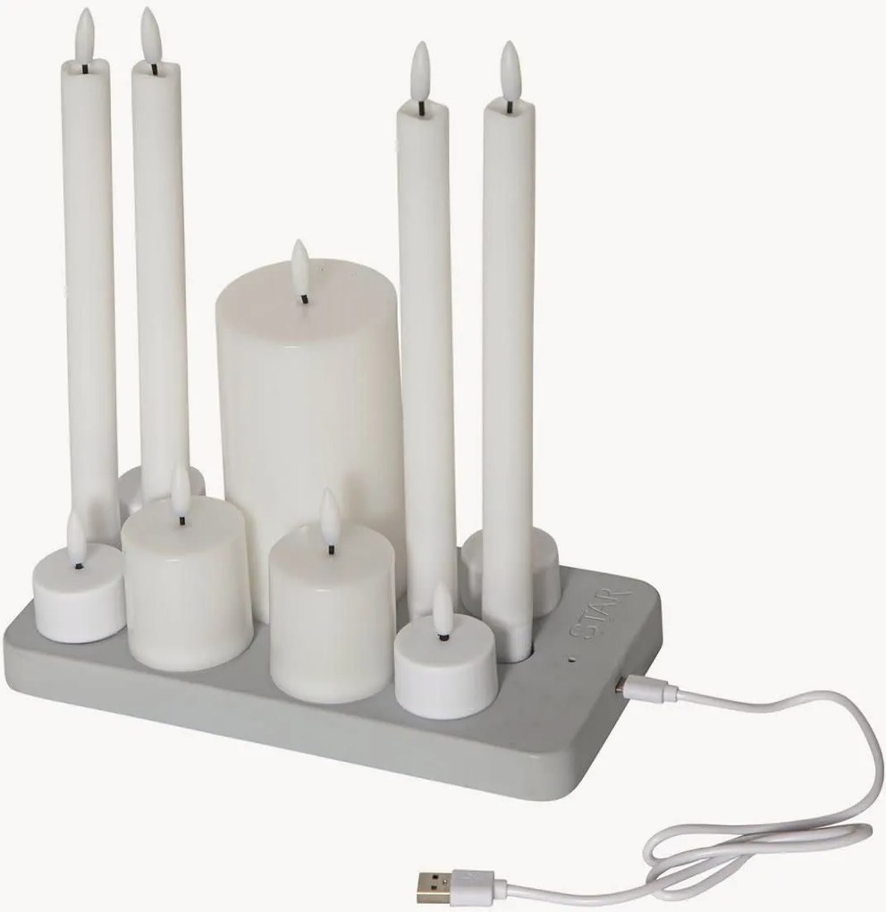 Set di candele a LED Flame Charge con batteria e stazione di ricarica, 11 pz