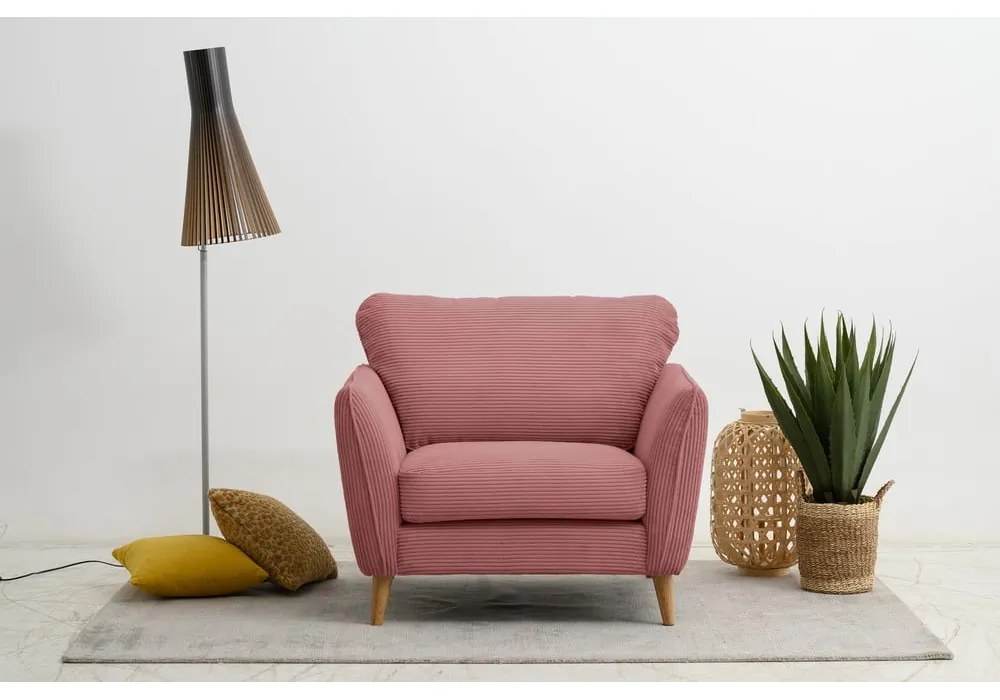 Poltrona in velluto a coste rosa Paris - Scandic