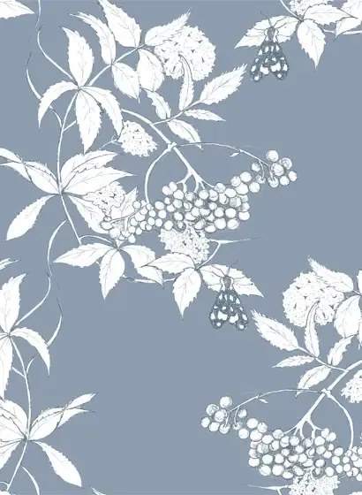 Ailanto Carta da parati Sambuco - Sketch White on Navy