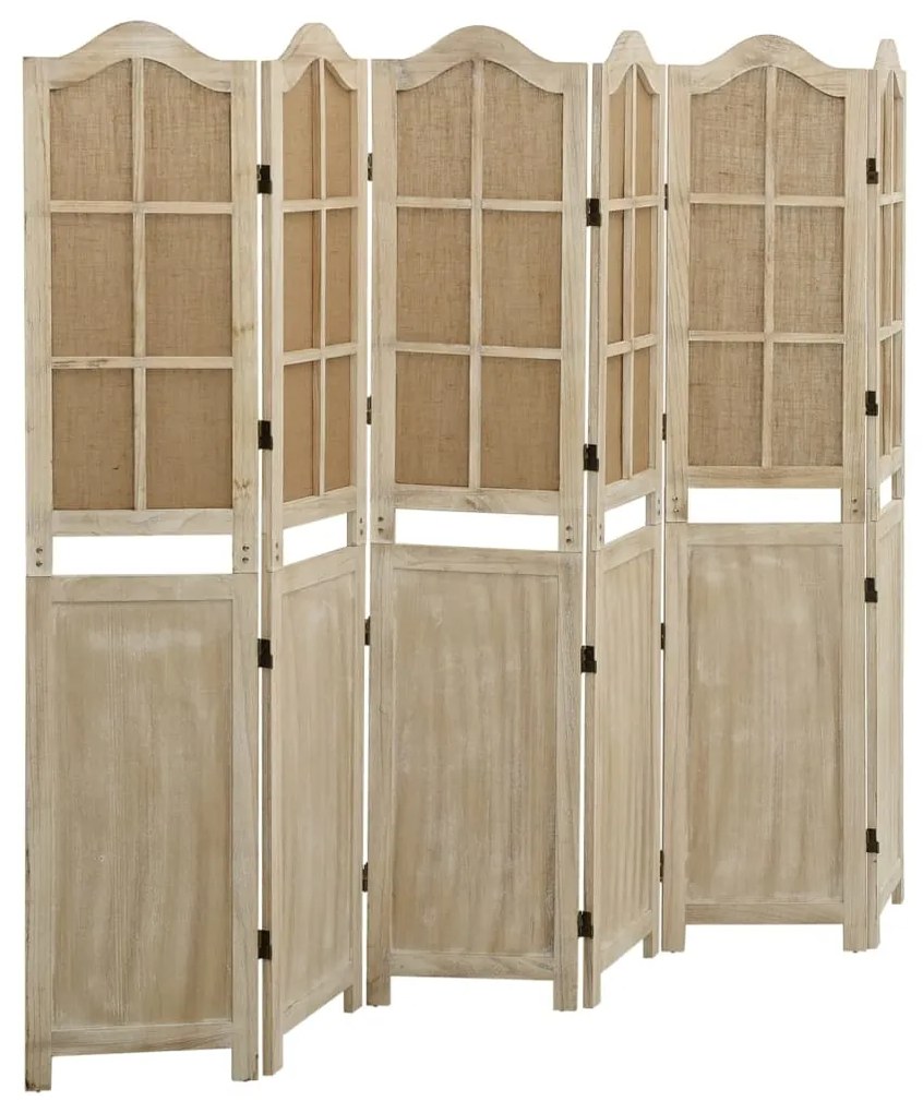 Divisorio A 6 Pannelli Marrone 214x165 Cm İn Tessuto /