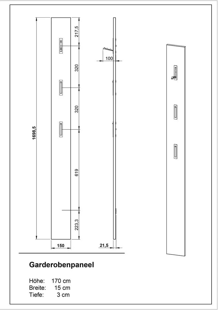 Appendiabiti da parete grigio e beige Utah - Germania