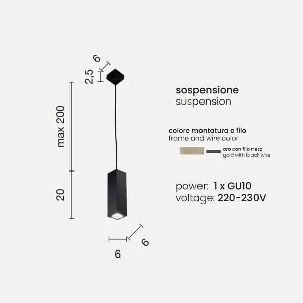 Lampada sospesa 1 luce GU10 - moderna 6 cm ALOA Oro Piccolo