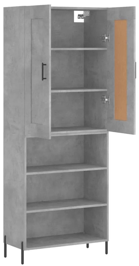 Credenza grigio cemento 69,5x34x180 cm in legno multistrato