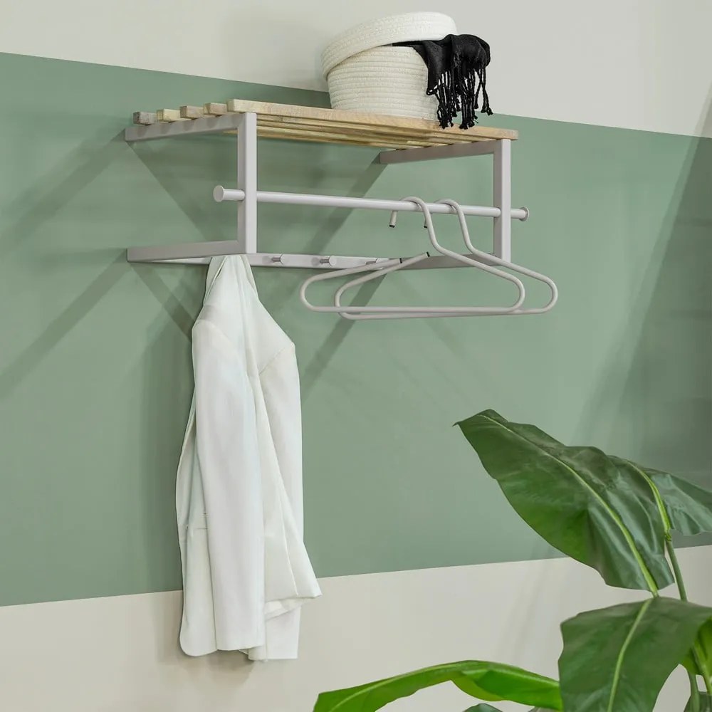 Attaccapanni da parete di colore naturale/grigio tortora in metallo con scaffale 76 cm Marco – Spinder Design