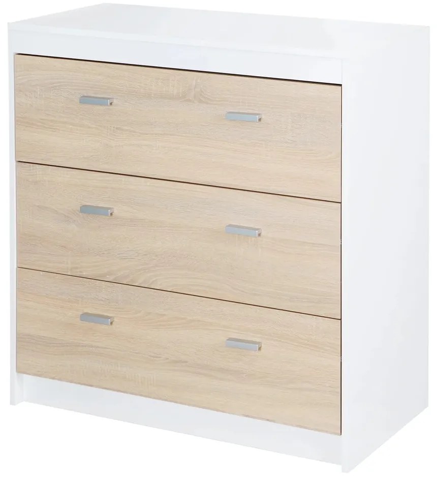 Cassettiera alta per bambini in rovere con fasciatoio in bianco e naturale 89x98 cm Gabriella - Roba