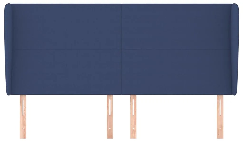 Testiera ad orecchio blu 203x23x118/128 cm in tessuto