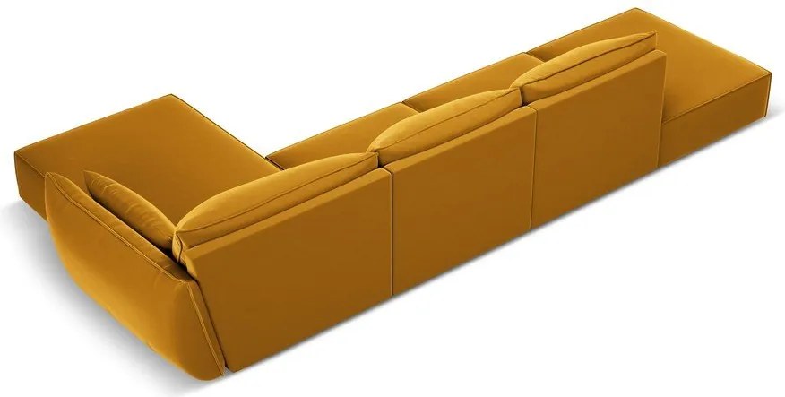 Divano angolare color senape (con penisola a destra/con chaise lounge) con rivestimento in velluto Vanda – Mazzini Sofas