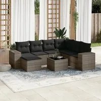 Set Divano da Giardino 8 pz con Cuscini Grigio in Polyrattan 3255247