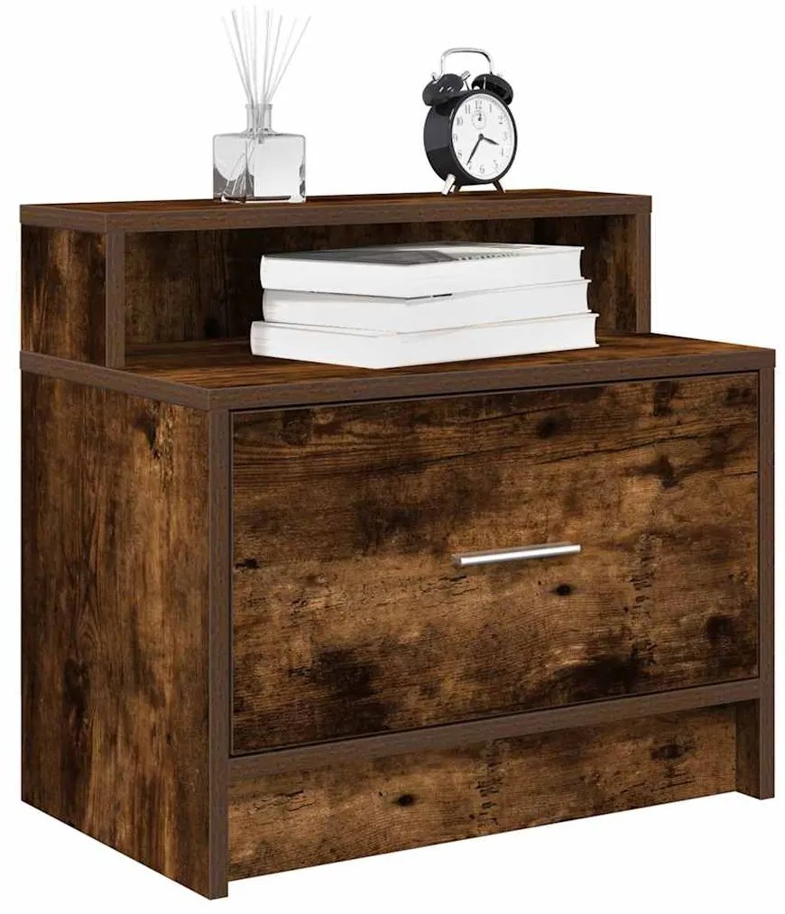 Comodini Con Cassetto 2 Pz Rovere Fumo 51x31x47 Cm /