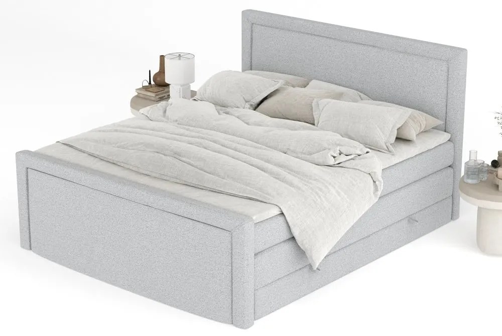 Letto boxspring grigio chiaro con contenitore 140x200 cm Lavenda – Maison de Rêve