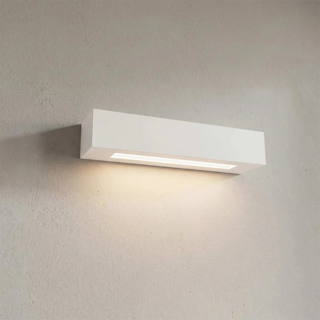 Applique da Parete 2xE14 Rettangolare 36cm in Gesso Pitturabile