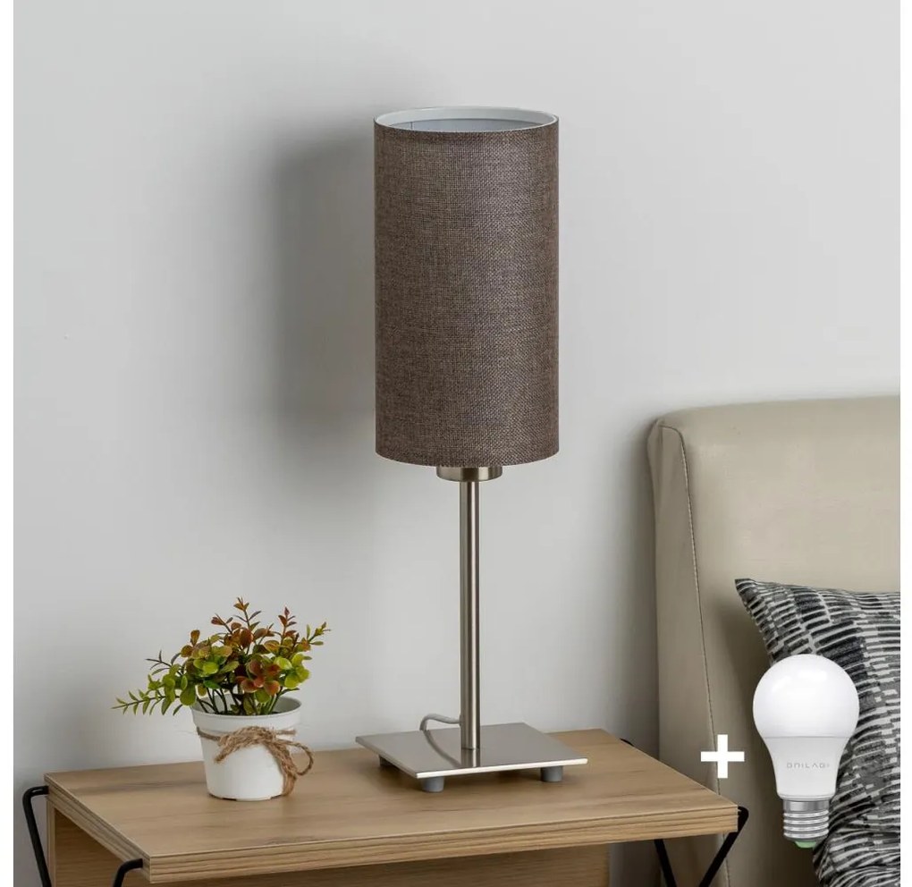 Eglo - Lampada da tavolo LED TUNJA 1xE27/60W/230V 26,5 cm cromo opaco/marrone