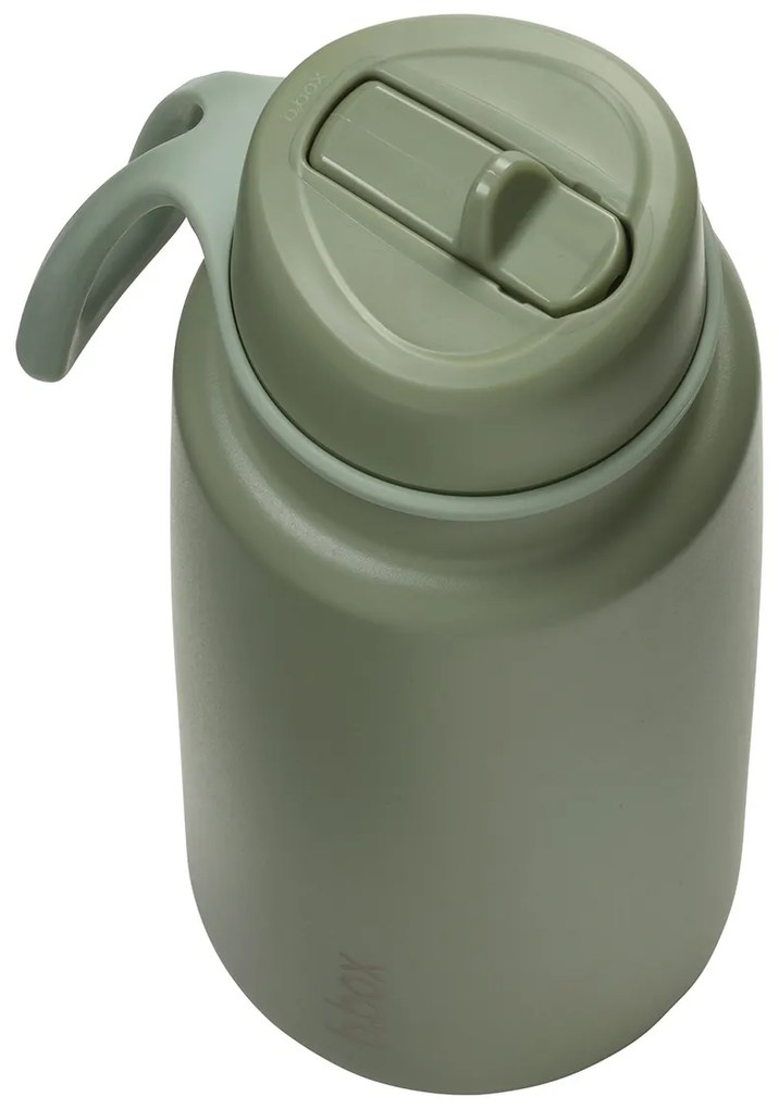 Bottiglia termica in acciaio inox con cannuccia 1l - olive