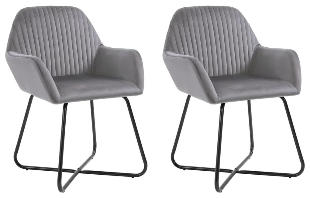 Sedie Da Pranzo 2 Pz Grigie İn Velluto /