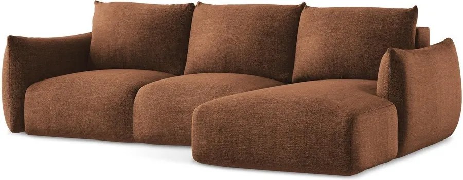 Divano angolare color terracotta allungabile (con penisola a destra/con chaise lounge) Leila – Makamii